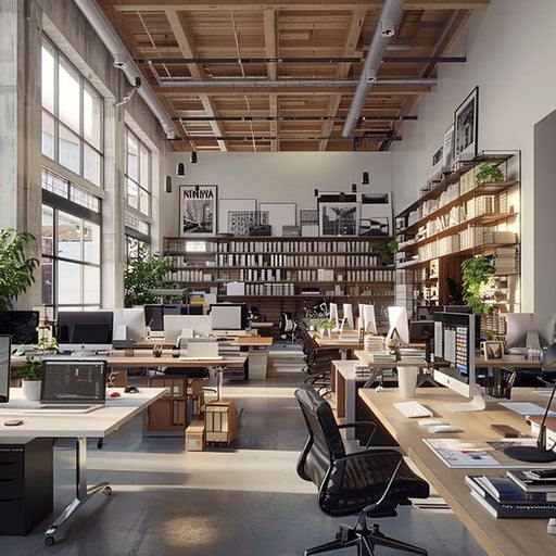 Office pictures of a lively architectural firm with 3D models