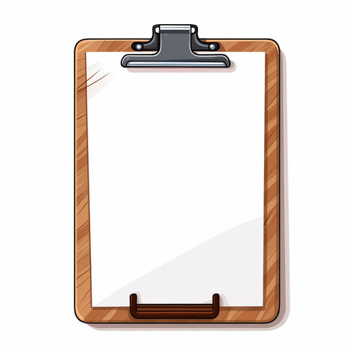 Illustration of clipboard clipart in the style of Chiaroscuro Art, on a white background