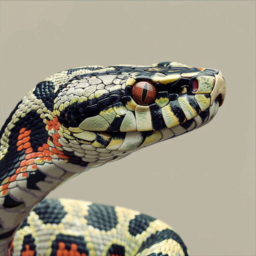 Snake clipart in photo realistic style with a flat random background