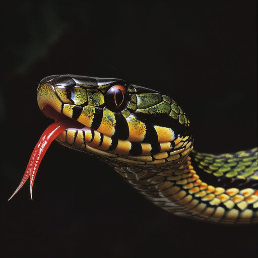 A garter snake flicking its tongue in the air