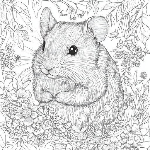 Enjoyable Hamster Coloring Page Art