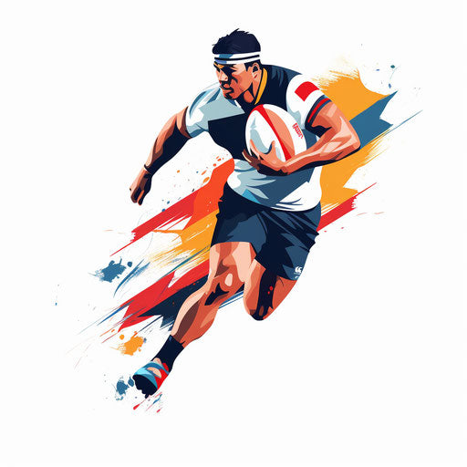 Minimalist rugby illustration on white background