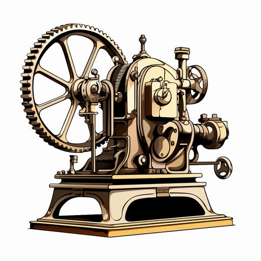 Machine clipart in Chiaroscuro Art style, on white background