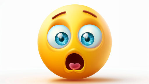 Shy emoji with two eyes and an open mouth, yellow and blue gradient color