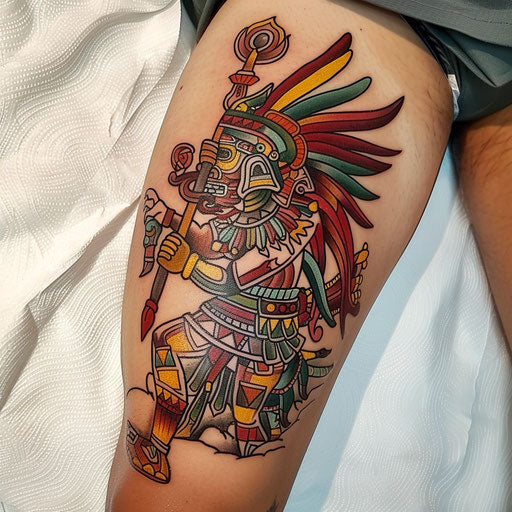 Mayan warrior dance scene tattoo