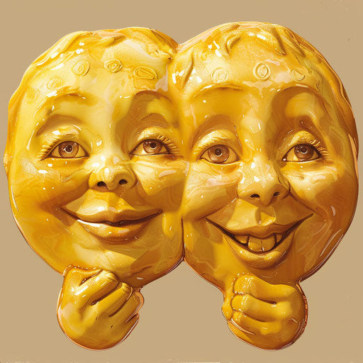 Two happy faces making a fist gesture