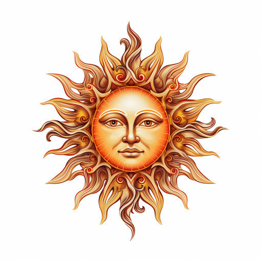 Sun drawing page, face tattoo style, aesthetic movement