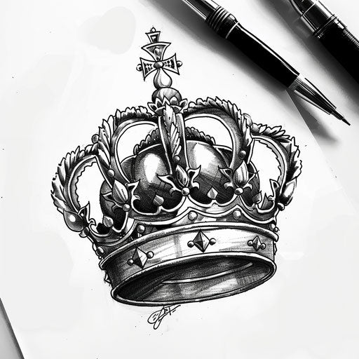 King crown tattoo in detailed sketch style