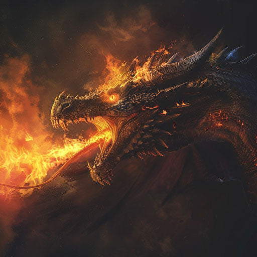 Fantasy dragon breathing fire