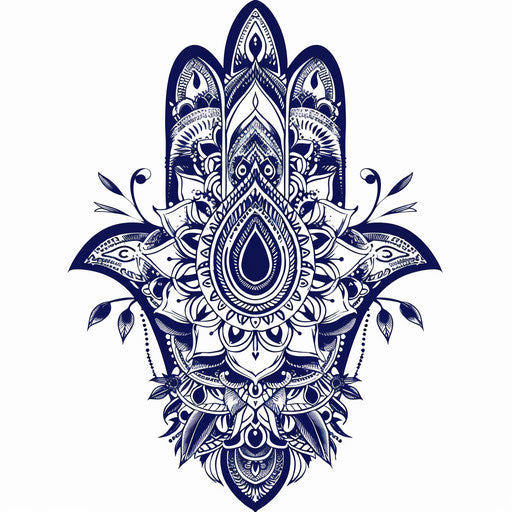 Fantastical Hamsa Tattoo Outlines