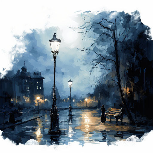Night clipart in the style of Oil painting, on a white background