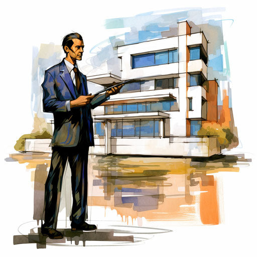 Architect illustration in the style of Impressionistic Art