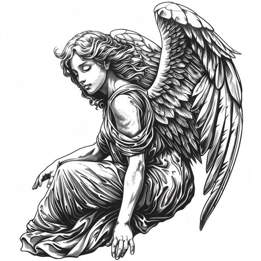 Elegant guardian angel in a protective pose