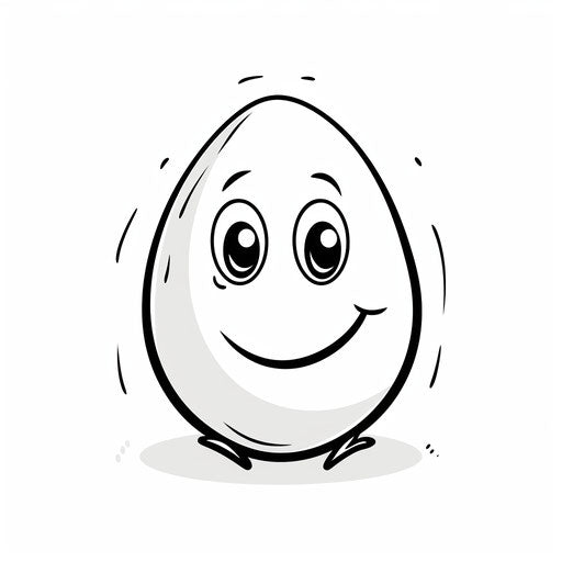 Smiling egg in simplified line work style black and white