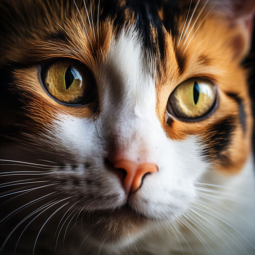 Calico cat closeup of the face