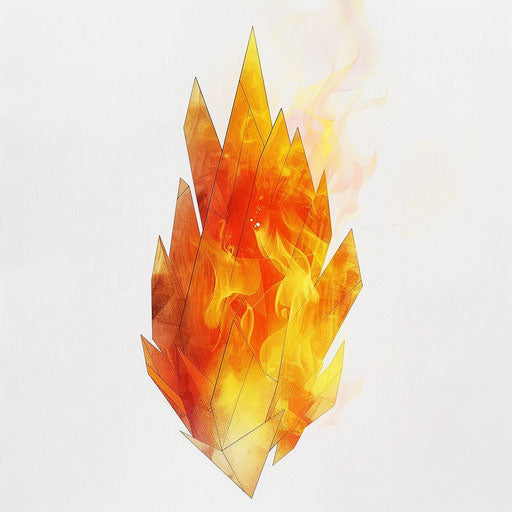 Modern fire tattoo, stylized geometric shapes