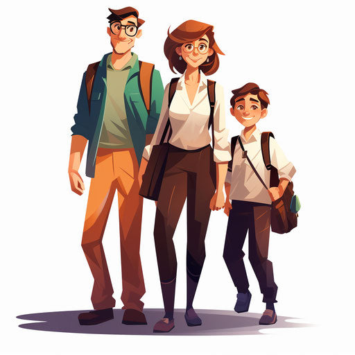 Parents clipart in the style of Chiaroscuro Art, on white background