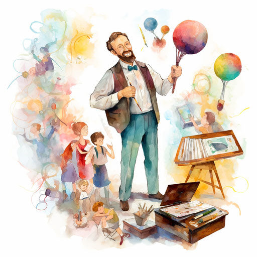 Teacher clipart images in the style of Impressionistic Art