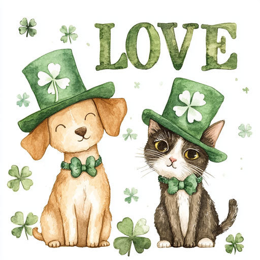 St. Patrick's Day with a Labrador and a Cat
