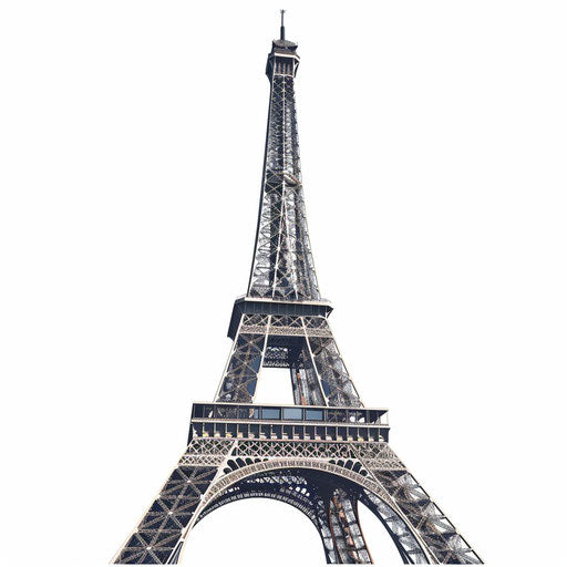 Eiffel Tower clipart on white background with vivid colors
