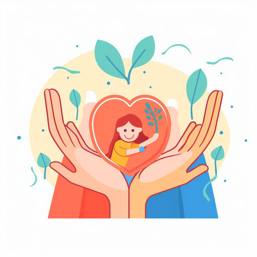 Caring clipart in Minimalist style, on white background