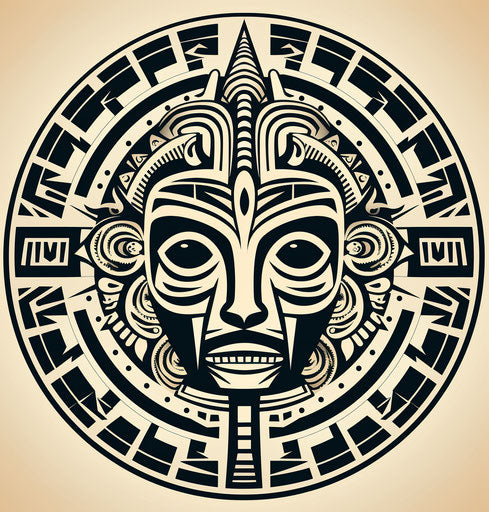 Tribal mask or geometric frame tattoo design illustration