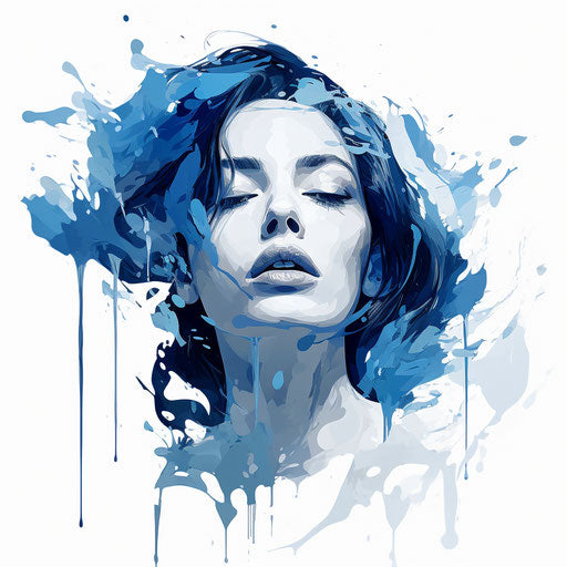 Blue clipart in the style of Chiaroscuro Art, on a white background