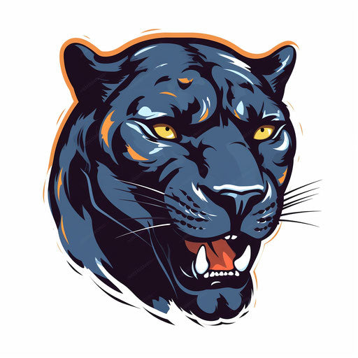 Minimalist-style illustration of a panther, on white background