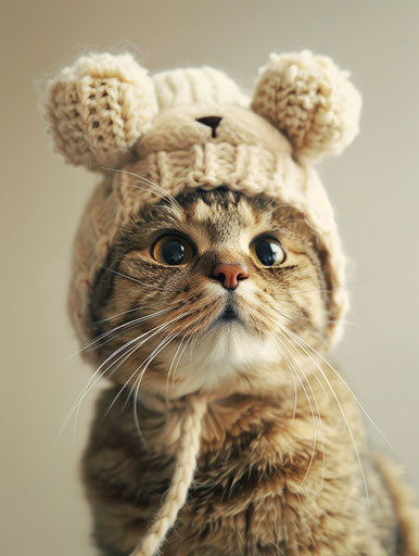 Cat with a teddy bear hat