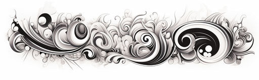 Black and white ornamental abstract drawing, art deco style, tattoo 16:5