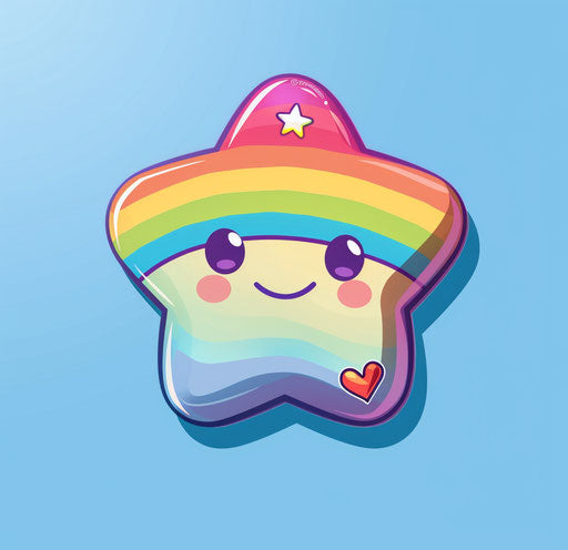 Star with rainbow heart, cute cartoonish designs