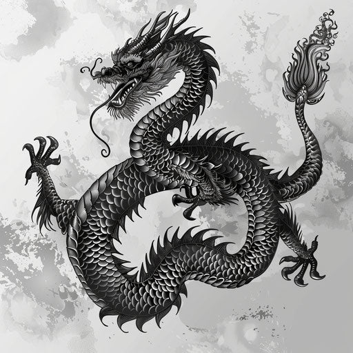 Photo realistic Chinese dragon clipart with detailed wings
