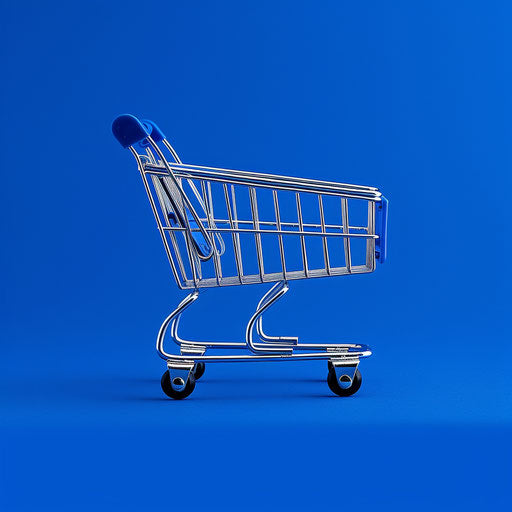 Photorealistic cart clipart on flat royal blue background