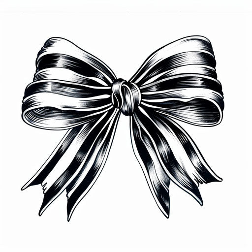 Flat clipart tattoo sketch featuring a black and white striped bow