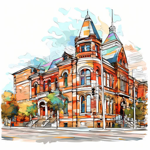 Building clipart in the style of Impressionistic Art