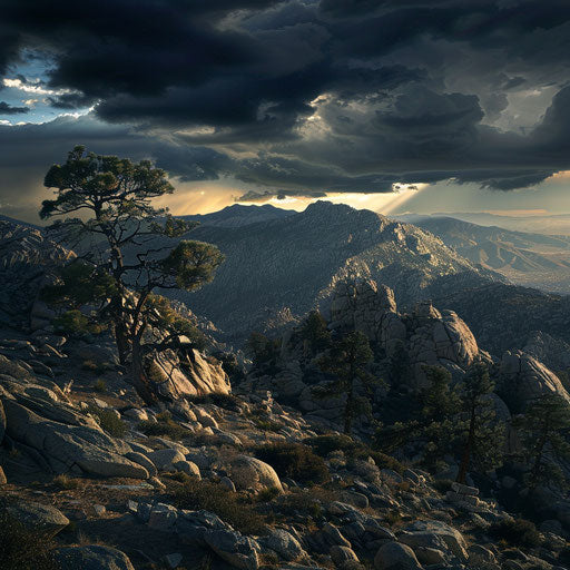 Mt San Jacinto with dramatic lighting and shadows