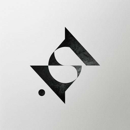 Minimalist logo with geometric shapes on light grey background