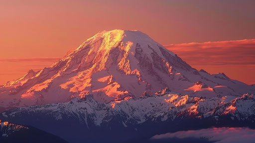 Sunset on Mount Rainier with a beautiful snow cap
