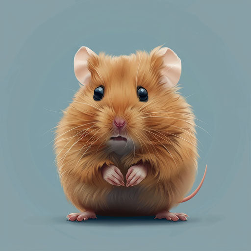 Hamster clipart in photo realistic style with a flat blue background