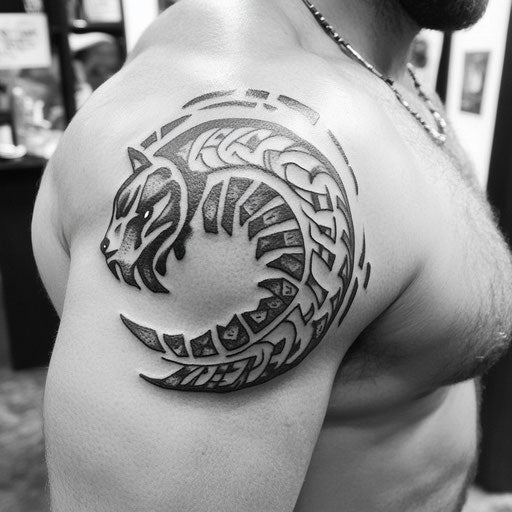 Tribal tattoos for men with a bold bear claw on the shoulder