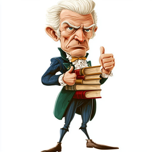 Humorous caricature of a clipart of Jean-Baptiste Lamarck with human characteristics