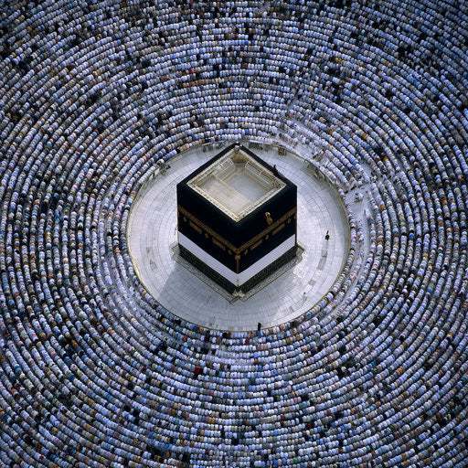 Aerial view of a crowd in a sacred place