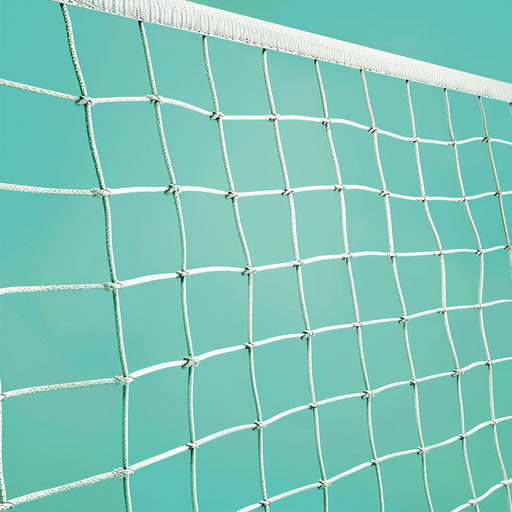 Realistic volleyball net on flat serene aqua background