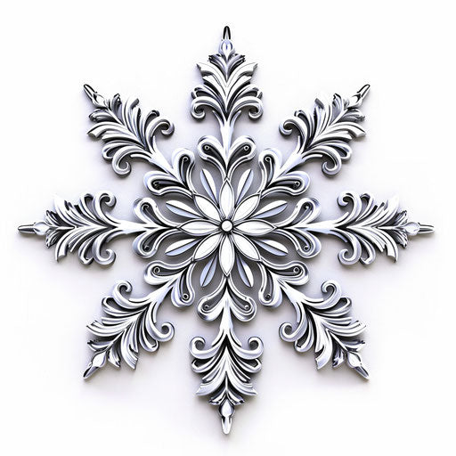 Snowflake clipart in photo realistic style with flat white background