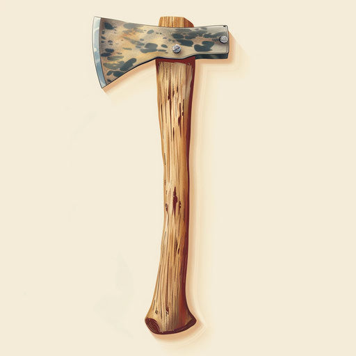 Axe on cream background, photo realistic style, muted tones and elegance