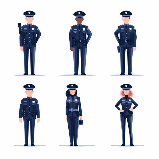 Minimalist style police clipart, on white background