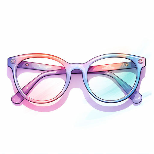 Pastel Colors Art style illustration, glasses on white background