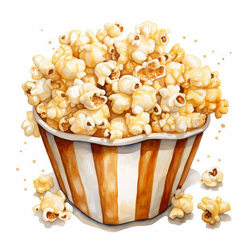 Popcorn illustration in the style of Oil painting, on white background
