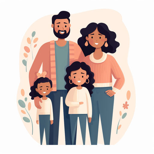Minimalist family clipart on white background