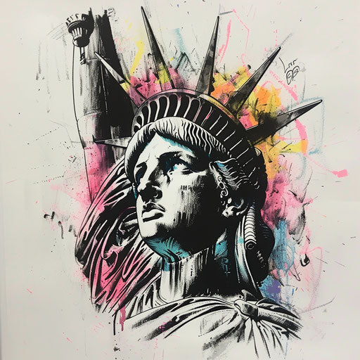 Impressionist tattoo sketch of the Statue of Liberty